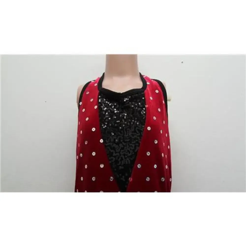 Pre-Owned Dance Costume Curtain call E1866 Large Child Red Tutu Jazz Sequin